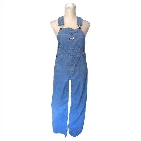 Vintage Osh Kosh Powder Blue Corduroy Adult Overalls - Picture 1 of 15